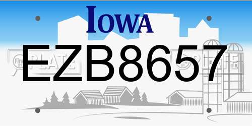 EZB8657 Iowa License Plate