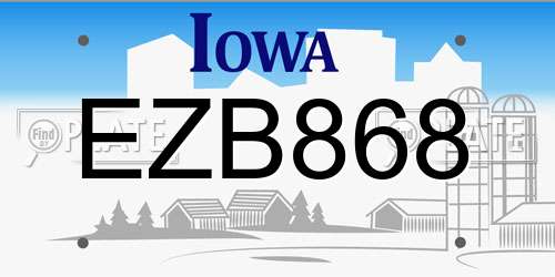 EZB868 Iowa License Plate