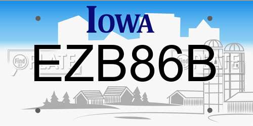 EZB86B Iowa License Plate