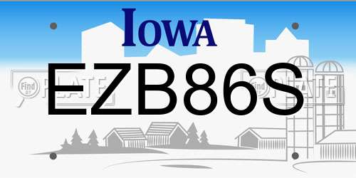 EZB86S Iowa License Plate
