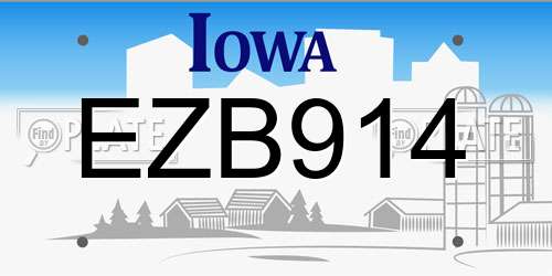 EZB914 Iowa License Plate