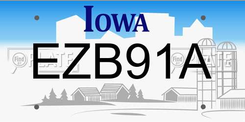 EZB91A Iowa License Plate