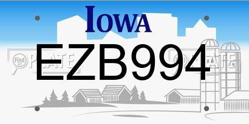 EZB994 Iowa License Plate