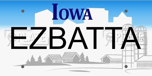 EZBATTA Iowa License Plate