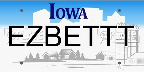 EZBETTT Iowa License Plate