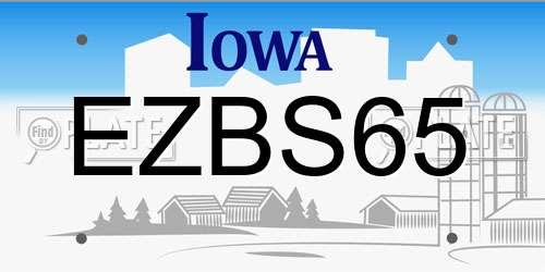 EZBS65 Iowa License Plate