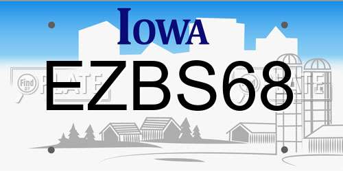 EZBS68 Iowa License Plate