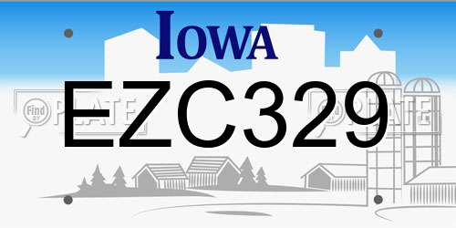 EZC329 Iowa License Plate