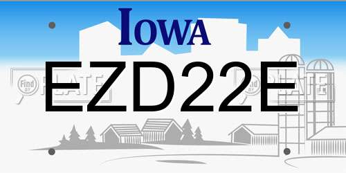 EZD22E Iowa License Plate