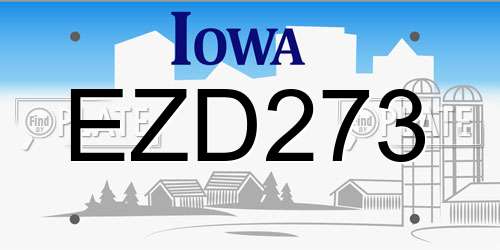 EZD273 Iowa License Plate