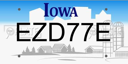 EZD77E Iowa License Plate