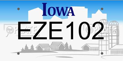 EZE102 Iowa License Plate