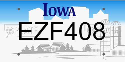 EZF408 Iowa License Plate