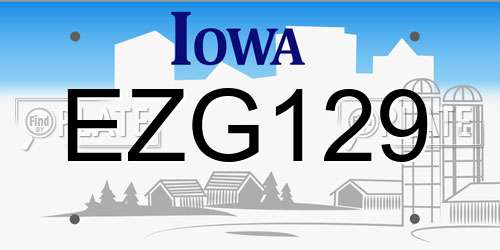 EZG129 Iowa License Plate