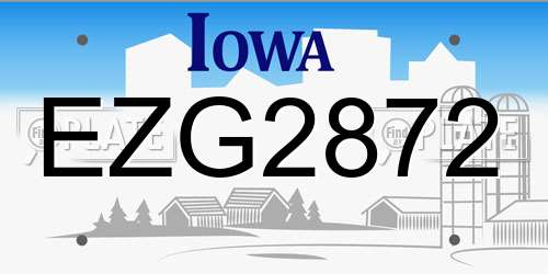 EZG2872 Iowa License Plate