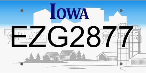 EZG2877 Iowa License Plate