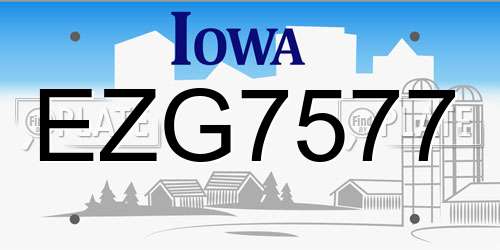 EZG7577 Iowa License Plate