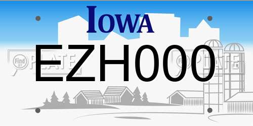 EZH000 Iowa License Plate