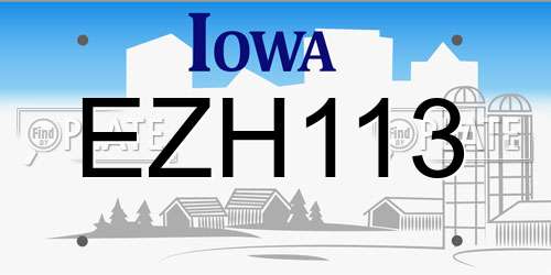 EZH113 Iowa License Plate