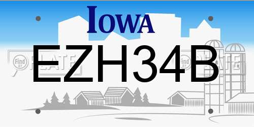 EZH34B Iowa License Plate