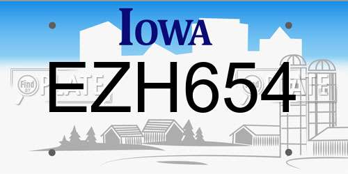 EZH654 Iowa License Plate