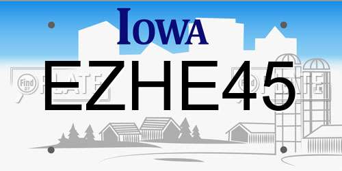 EZHE45 Iowa License Plate