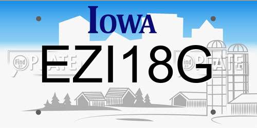 EZI18G Iowa License Plate