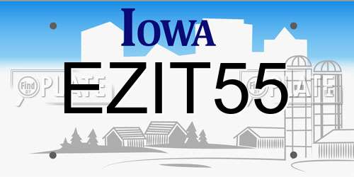 EZIT55 Iowa License Plate