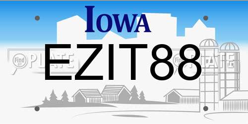 EZIT88 Iowa License Plate