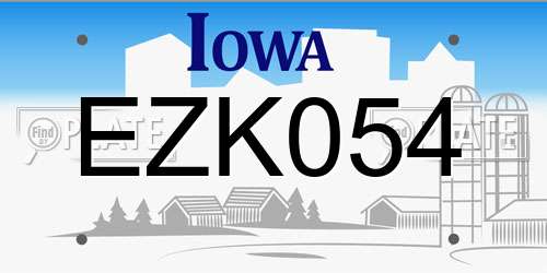 EZK054 Iowa License Plate