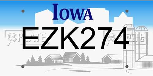 EZK274 Iowa License Plate
