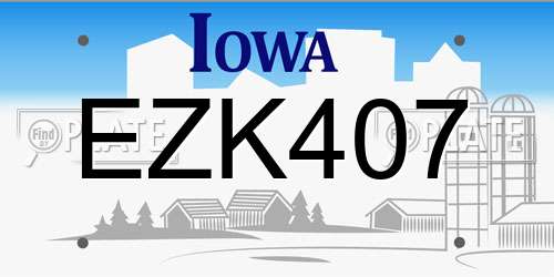 EZK407 Iowa License Plate