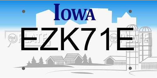 EZK71E Iowa License Plate