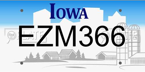 EZM366 Iowa License Plate