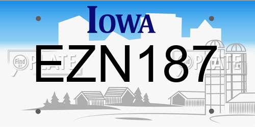 EZN187 Iowa License Plate