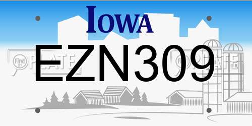 EZN309 Iowa License Plate