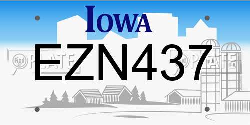 EZN437 Iowa License Plate