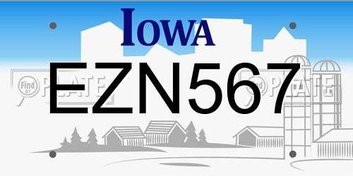 EZN567 Iowa License Plate