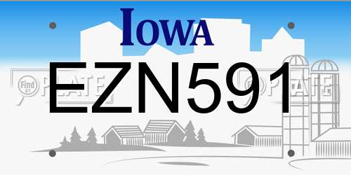 EZN591 Iowa License Plate