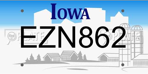 EZN862 Iowa License Plate