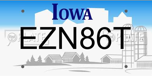 EZN86T Iowa License Plate