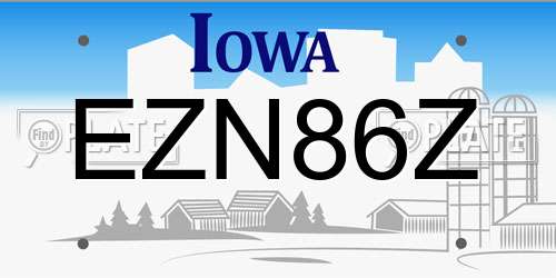 EZN86Z Iowa License Plate