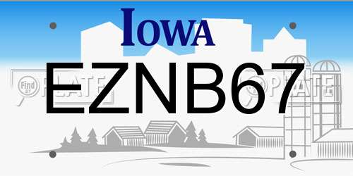 EZNB67 Iowa License Plate