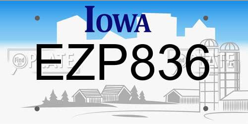 EZP836 Iowa License Plate