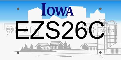 EZS26C Iowa License Plate