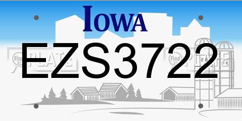 EZS3722 Iowa License Plate