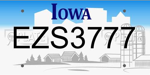 EZS3777 Iowa License Plate