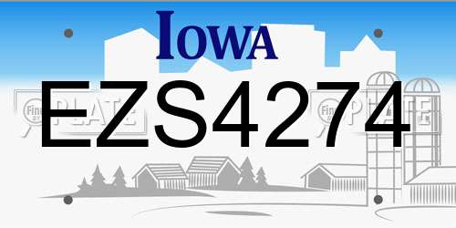 EZS4274 Iowa License Plate