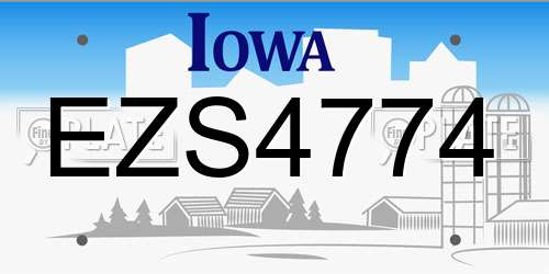 EZS4774 Iowa License Plate