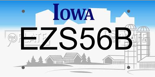 EZS56B Iowa License Plate